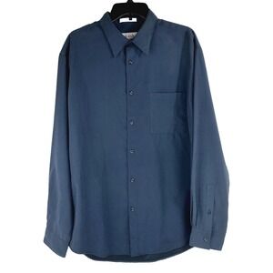 NEW Alfani Long Sleeve Dress Shirt Men's XL Microfiber Blue Graphite Easy Care
